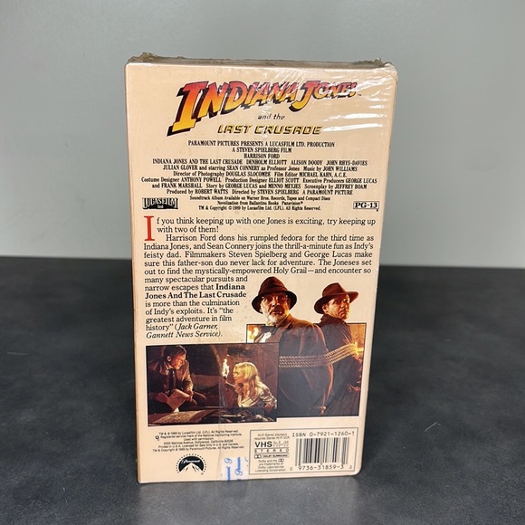 Indiana Jones and the Last Crusade VHS 1989 Paramount Watermarks New Sealed - Picture 3 of 7